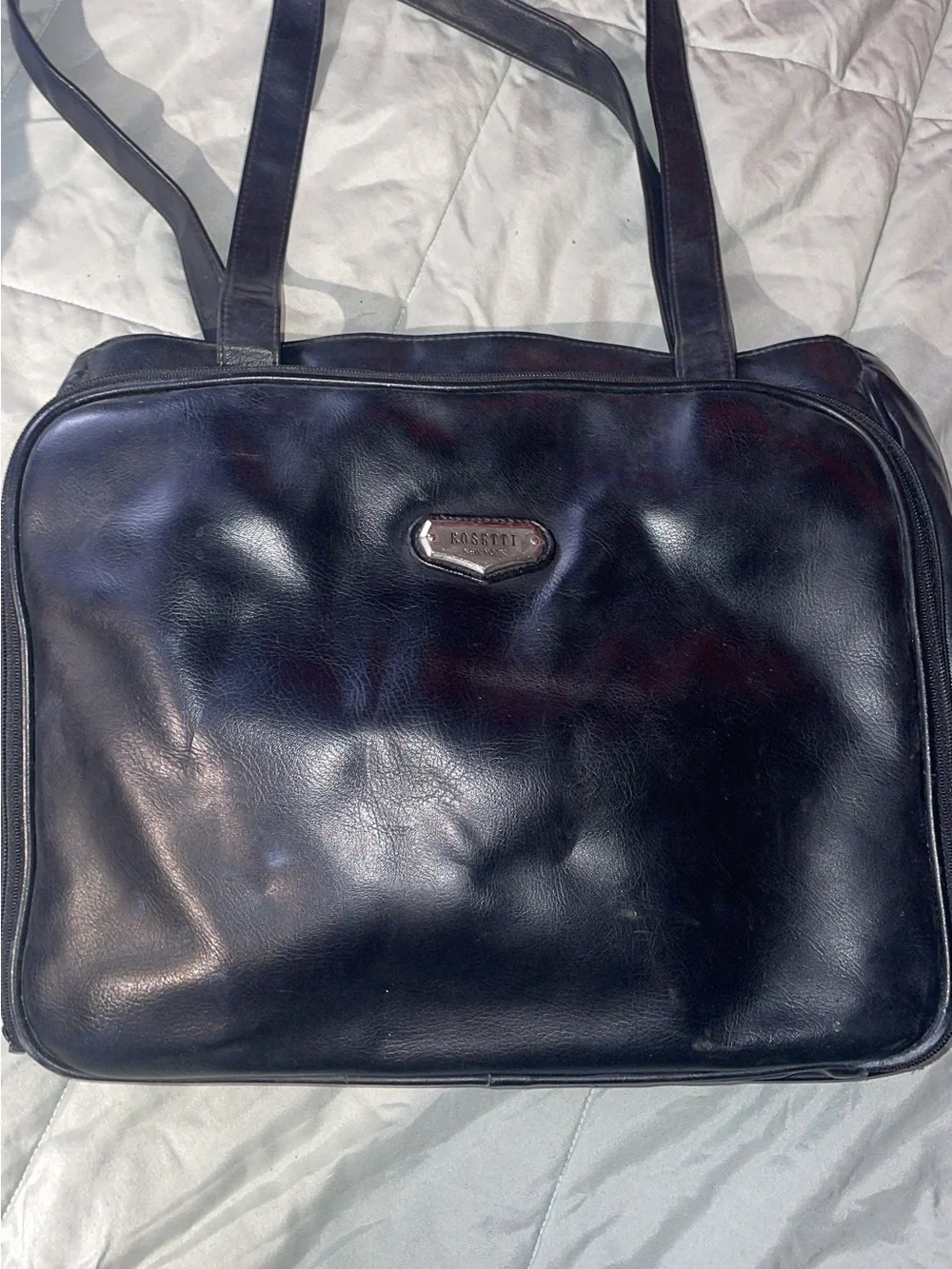 Rosetti Black Leather Laptop Shoulder Bag
